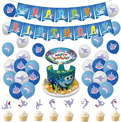 Deko Geburtstag Ozean Hai Geburtstag Deko Unterwasserwelt Luftballons Hai Geburtstag Luftballons Ozean Hai Party Deko Hai Geburtstagsdeko Ozean Hai Geburtstag Girlande Kuchendeckel