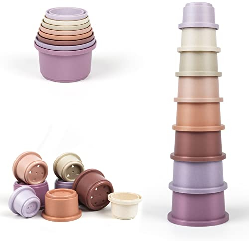 ZHUOYOU Baby Stapelbecher für 1 Jahre Mädchen,8 Stück Kinder Stapelturm Spielzeug Badespielzeug Sandspielzeug Becher,Stapelspiel Lernspielzeug Geschenk für Jungen ab 6+ Monate