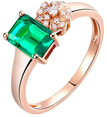 Dsnyu Rosegold 750 Trauringe Weissgold 1ct Labor Erstellt Smaragd Moissanite Verlobungsringe Weiss Gold 63 (20.1)