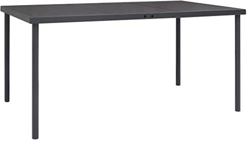 Makastle Rechteckiger Gartentisch Metallrahmen und Glas Tischplatte, Garten Esstisch Balkontisch Terrassentisch Gartenmöbel Tisch Terassentisch Anthrazit 150x90x74 cm Stahl