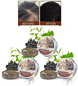 XIRUJNFD 1/2/3/5pcs Black Hair Darkening Shampoo Bar, Natural Hair Darkening Conditioner, Hair Plus Black Hair Darkening Shampoo Bar, Shampoo Bars for Hair (3Pcs)