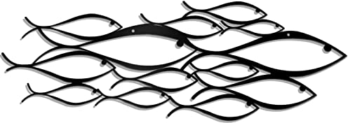 FZQBEY Fischschwarm Metall Wandbild,Schwarzer Fisch Wand Hintergrund Dekorativer Anhänger,Einfache Wanddekoration im Modernen Stil,40 × 14 cm Wandkunst Dekoration Kunst Zuhause
