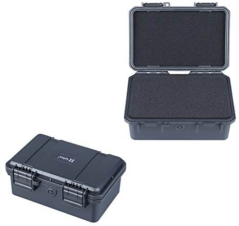 Lykus HC-1720 Mini Hard Case Dry BoX with Foam Insert, Interior Size 16.4X10X6.8 cm, IP66 Splash-Proof, Suitable for Cellphones, Tools, Small Devices and More,Black
