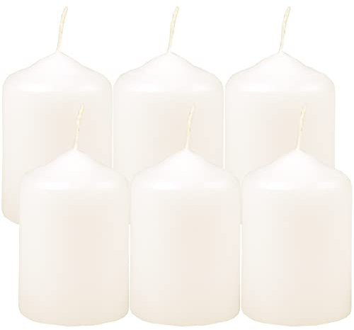 HS Candle Wachskerzen Stumpenkerzen Elfenbein Ø4cm x 6cm (6 Stück) Teelicht Durchmesser, in vielen Farben - Hergestellt in EU - Kerzen Blockkerzen - Wachs