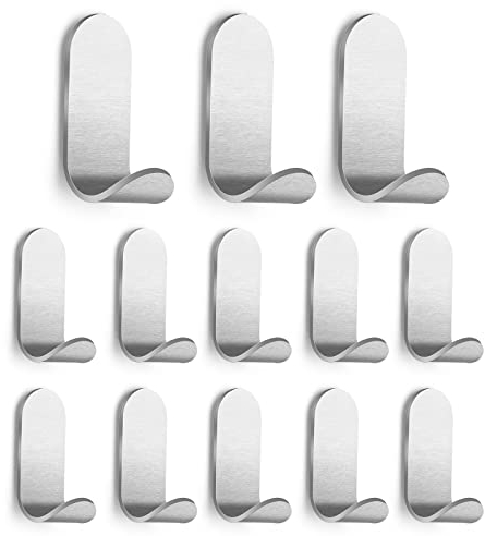 Flintronic Ganchos Adhesivos para Pared, 13 Piezas Colgador Toallas Baño Acero Inoxidable, Potentes Impermeable Gancho Pared para Cocina Baño Oficina Armario, Colgar Abrigos Toallas