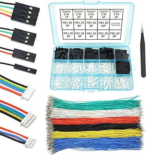 PB1.25 auf Dupont 2,54 mm Stecker und Kabel-Set, kompatibel mit Molex PicoBlade 1,25 mm Pitch Steckern, 20 cm Drähten