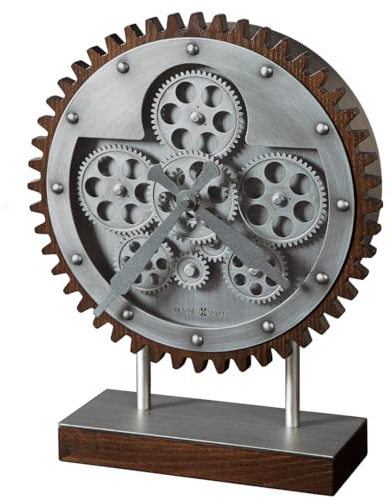 Howard Miller Hamish Akzentuhr – Industrielle Kaminuhr mit Vintage-Zahnrädern & Metall-Holz-Design, Quarzuhrwerk, Heim- & Bürodeko, einzigartiges Sammlerstück