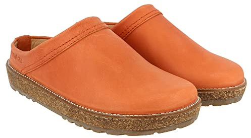 HAFLINGER Travel-Cassic Eleganter Clog aus Leder Gummisohle und Kork Latex Fußbett