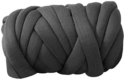 Oshhni Chunky Cotton Tube Yarn, Giant Cotton Tubular Yarn, Sperriges Strickgarn, Weiches Kerngarn, Gewebtes Decken Kerngarn zum Armstricken Häkeln Filzen Teppiche Decken Basteln, Tief Grau