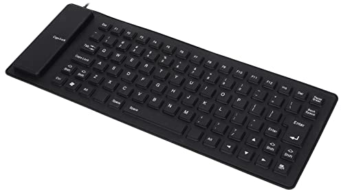 Tastiera Flessibile per Computer Tastiera Arrotolabile Tastiera in Silicone Wireless in Silicone Design Completamente Sigillato Leggero Portatile Silenzioso Morbido Confortevole (Nero)