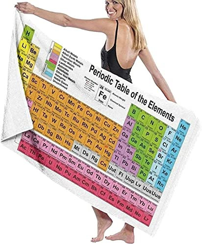 Periodensystem Strandtuch Kinder 70x150 cm, Weich Schnell Trocknen Microfaser Handtücher, 3D Strandhandtuch Periodensystem Badetuch Strandlaken Handtuch, Herren Frauen Badetücher
