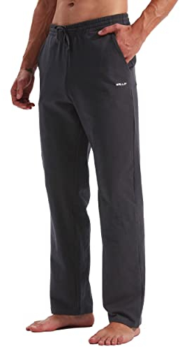 WILLIT Jogginghose Herren Baumwolle Trainingshose Sporthose Lang Freizeithose Fitness Yogahose Sweathose Lounge Pants Loose Männer mit Taschen Grau S