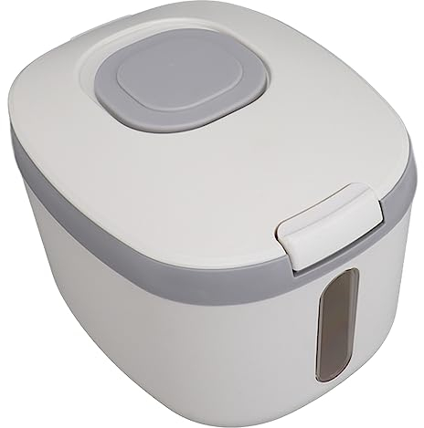 Récipient de Stockage de Riz, Récipient de Stockage Alimentaire de Grande Capacité, Récipient de Stockage Alimentaire Hermétique avec Tasse à Mesurer, Seau à Riz Couvert,(S Gris (5kg/11.0lb))