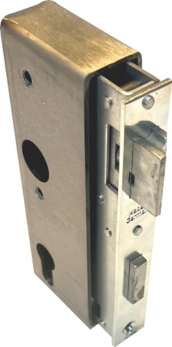 Generisch Einsteckschloss verzinkt mit Schlosskasten Stahl | 172mm x 30mm x 60mm | Dornmaß 40mm | Schloss mit Einschweißkasten (Schloss + Kasten 30 D 40) | Silbergrau
