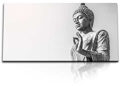 Paul Sinus Kunstdruck Bilder 120x60cm Buddhastatue Buddha Schwarz Weiß Meditation