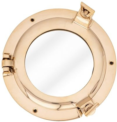 NKlaus Bullaugenspiegel Messing 14,5cm Nautisch Maritimer Wandspiegel Antik Dekoration 14948