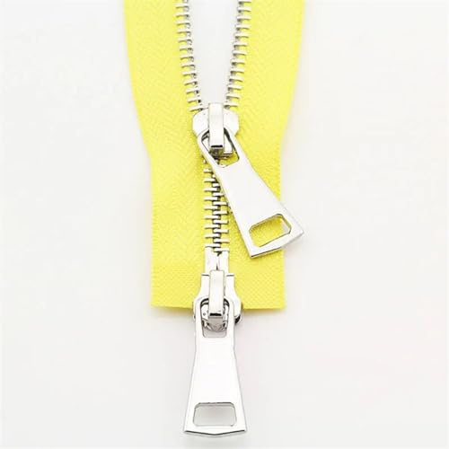 Zip 70/90 cm giacca cerniera in metallo doppio cursore cerniera bidirezionale abbigliamento fai da te indumento cerniera sostituzione forniture fatte a mano (colore: giallo, dimensioni: 70 cm)