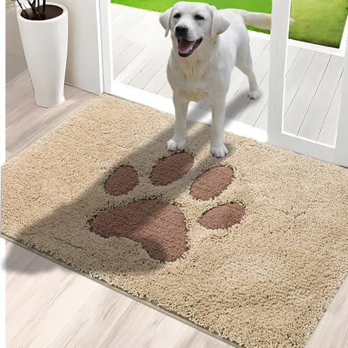 Oiilores Schmutzfangmatte Fußmatte Innen 85x150cm, Rutschfester Waschbarer Teppich, Low-Profile Innenfußmatten für Eingang, Super saugfähige Hundematten für Schlammige Pfoten, Beige
