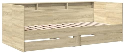 vidaXL Daybed with Drawers - Sonoma Oak Sofa Bed Trundle, Engineered Wood Frame, Convertible Double Bed, Bedroom/Living Room