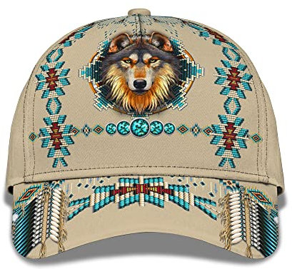 Freizeit Basecap Indianischer Wolf Und Ethnisches Muster Baseballkappe Outdoor Baseballmütze Sonnenschutz Baseball Cap Für Reisen, Teenager, Running