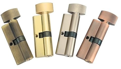 Schließzylinder, Zylinderschloss, Euro-Zylinderschloss mit Drehknopf, 70 mm Schließzylinderlänge, Metall-Zinklegierung, einzeln for Holzglasschrank mit Schlüsseln for 35–50 mm dickes Türschloss (Farbe