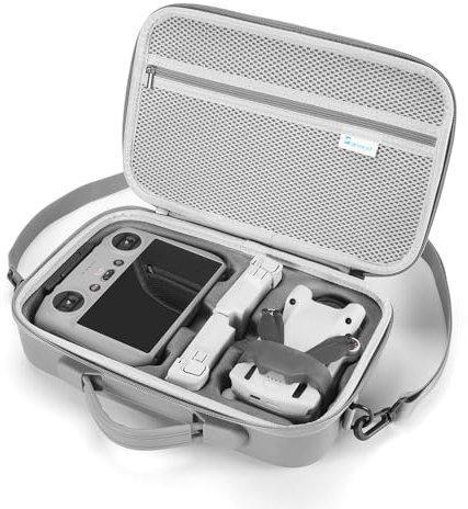 SKYREAT Mini 4 Pro Tasche, tragbare PU stoßfeste Tragetasche mit Schultergurt für DJI Mini 4 Pro Drohne und Akku Zubehör (für DJI RC Controller)