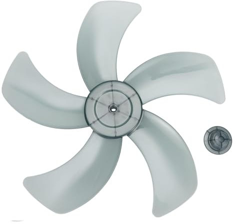 16 Inch Fan Blade Replacement with Five Plastic Leaves Low Noise Fan Blades with Nut Cover Replacement Fan Blades for Standing Pedestal Fan Black.