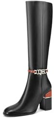 QUEEN HELENA Stivali Alti con Tacco Zip Laterale Casual Eleganti Donna K3470 (Nero, Sistema Taglie Calzature EU, Adulto, Donna, Numero, Media, 41)