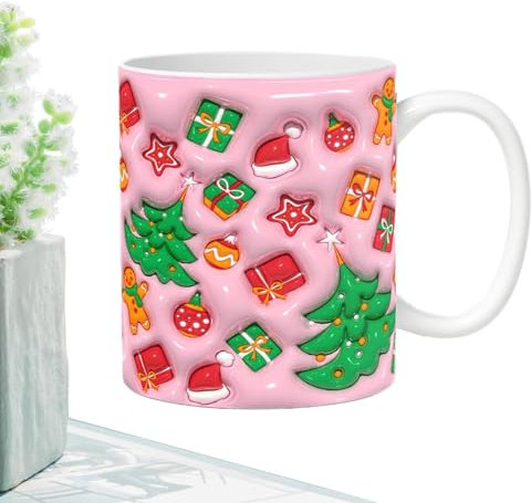 Tazas de café 3D, tazas de Navidad lindas - Tazas de café de cerámica navideña | Taza linda de Navidad, tazas de café para decoración de bandeja de varios niveles, tazas de café navideñas, taza 3D