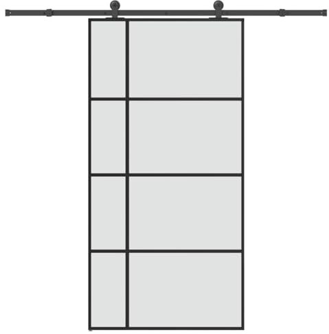 vidaXL Porta Scorrevole con Ferramenta 102,5x205cm Vetro ESG Alluminio, porta scorrevole su binario, porta scorrevole interna, porta scorrevole interna