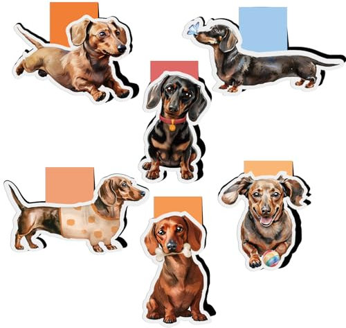 BETESSIN Magnetische Lesezeichen Kinder - 6er Set Dackel Lesezeichen Magnetisch - Dackel Geschenke für Schüler und Buchliebhaber - Mitgebsel Kindergeburtstag - Dackel deko Weihnachten