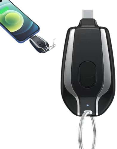 Porte-clés Power Bank, 1500 mAh, chargeur de porte-clés portable, mini Power Pod, mini chargeur d'urgence de type C, mini chargeur de porte-clés pour téléphone Android