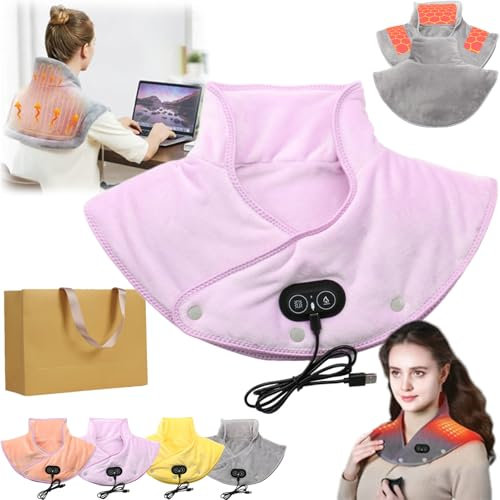 Sherum Thermaease Pro, Serum Thermaease Pro, Grishay Thermaease Pro, New Portable Heating Pad for Neck and Shoulders and Back, Electric Heating Pad with 3 Temp & Massage Settings (1PC-D)