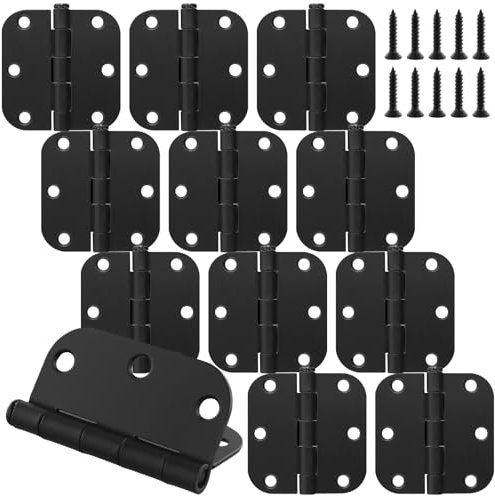 MANCHAP 6 Pair 3 Inch Black Ball Bearing Door Hinges, 76mm Black Butt Hinges for Furniture Door Cabinets
