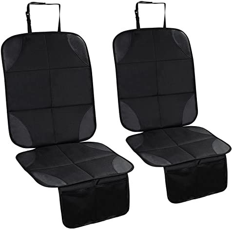 Fervalyna 2 Piezas Protector Asiento Coche Silla Bebe, Universal Funda Coche Asiento Compatible Isofix con Organizador Bolsillos, Antideslizante Impermeable Protector Seguro para Asiento Infantil