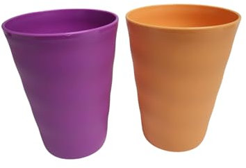 Tupperware Set (2) bicchieri in plastica per bambini, 330 ml, colore arancione + tazza viola da 330 ml