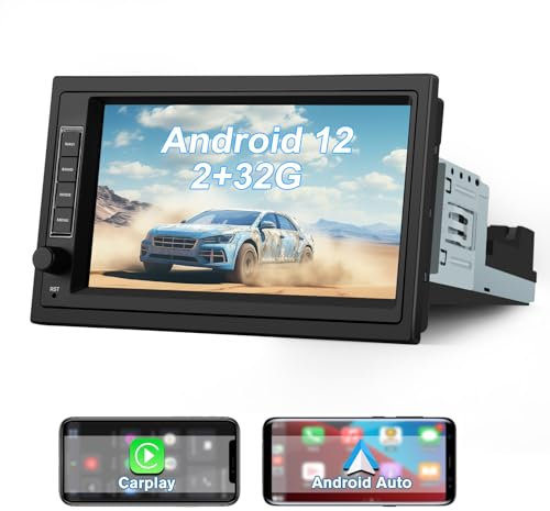Hexinex 1Din Autoradio 2G+32G universal Radio mit 7 Zoll Touchscreen Navigation Carplay Android Auto Lenkradsteuerung WiFi Bluetooth USB FM