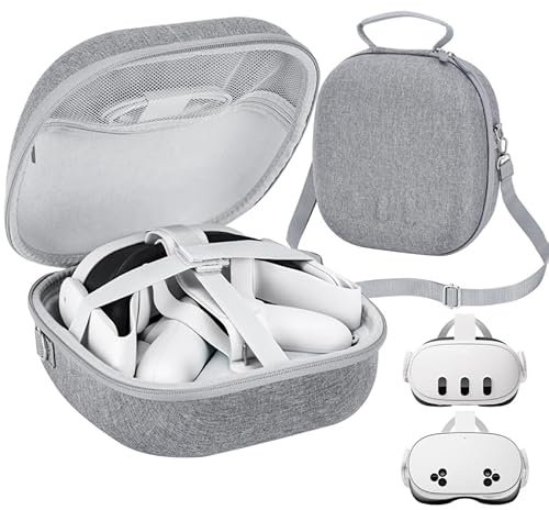 SMICEM Custodia rigida da trasporto compatibile con cuffie da gioco Meta Quest 3S/Quest 3 ufficiali originali/Elite Strap VR, custodia portatile da viaggio Vision Pro per controller touch accessori