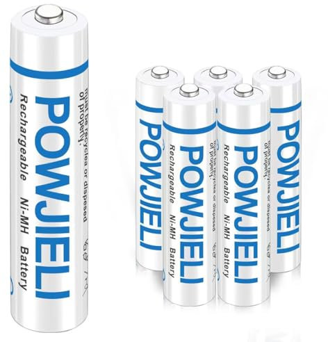 ‌POWJIELI AAA Rechargeable Batteries 1100mAh High-Capacity Ni-MH (6-Pack), 1.2V Pre-Charged Triple A Batteries for Solar Lights, Garden, Outdoor and Landscape Lighting, Remote Controls, Toys