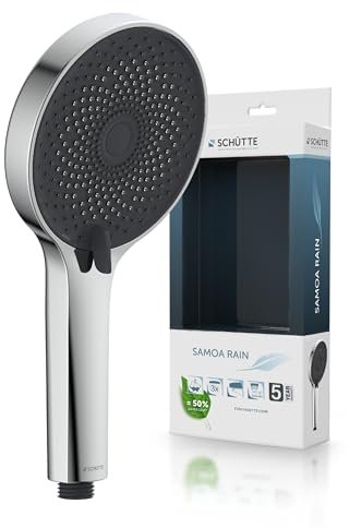SCHÜTTE Handbrause SAMOA RAIN | Samtstrahl-Technologie | Duschkopf mit über 300 Düsen | 3 einstellbare Strahlarten | Brausekopf Antikalk für die Dusche | Chrom