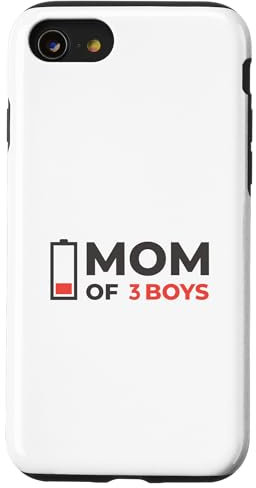 Mom of 3 Boys Low Battery Design – Funny Exhausted Mother Case for iPhone SE (2020) / 7 / 8