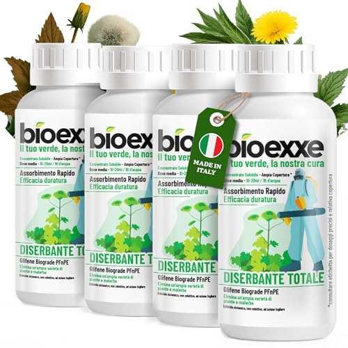 BIOEXXE GLIFENE BIOGRADE PFnPE – Diserbante Totale Potente | Erbicida Sistemico a Base di Glifosate | Assorbimento Rapido & Effetto Duraturo | Copertura 800-3000m2 | 2L