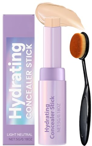 Shape Tape Concealer Stick & Brush, ShapeTape Blur Concealer Stick Duo with Brush, Hydrating Concealers Sticks, Long Lasting and Waterproof, Natural Coverage for a Flawless Look (#01)