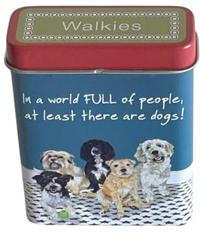 Little Dog Laughed Doggies Walkies Treat Tin, Pocket-Size Storage Container, 7cm x 2cm x 9cm, Hinged Lid, Pet Training Rewards, Award-Winning Design