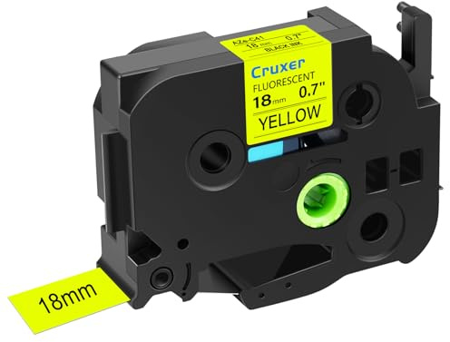 Cruxer 1er-Pack Kompatibel mit P-touch TZe-C41 18 mm Schwarz auf Gelb