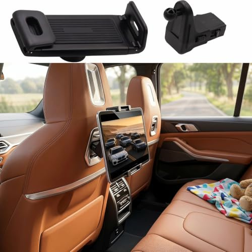 Singkin Car Tablet Holder for BMW X5 X6 X3 iX 5-Series 7-Series 2023-2026 | BMW-Upgraded 360° Rotation Gravity Clamp Fit Up to 15 Headrest Tablet iPad Mount Back Seat Travel Road Trip Accessories