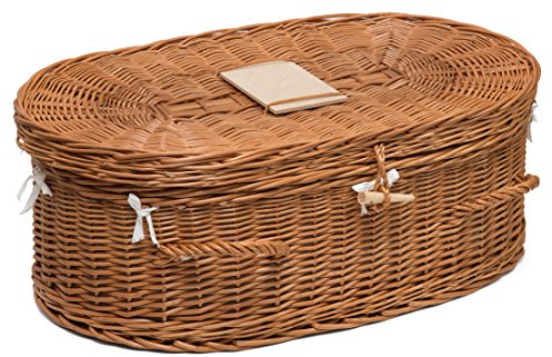 Prestige Wicker Willow Pet Coffin Lined with Cushion, 80 cm