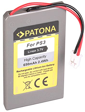 PATONA Batería reemplazo para Sony LIP1359 LIP1859 LIP1472 | 3,7V 650mAh Li-Ion | compatible con Sony Playstation 3 CECHZC2E Sixaxis Controller Sony PS3 Wireless Controller