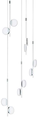 EGLO LED Pendelleuchte Olindra, 10 flammige Hängelampe dimmbar, Hängeleuchte Modern aus Stahl und satiniertem Kunststoff, Esstischlampe, Wohnzimmerlampe hängend in Chrom, Weiß