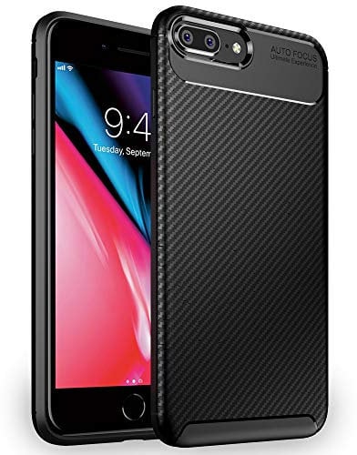 NALIA Hülle kompatibel mit iPhone 8 Plus / 7 Plus, Ultra-Slim Handyhülle Silikon Case Cover, Dünn Gummihülle Soft Skin Phone Schutzhülle Stoßfeste Etui Handy-Tasche Backcover Bumper - Schwarz